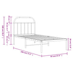Metal Bed Frame without Mattress with Headboard White 90x190cm 353676