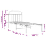 Metal Bed Frame without Mattress with Headboard White 90x190cm 353676