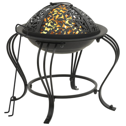 ZNTS Fire Pit with Poker 49 cm Steel 360059