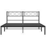 Metal Bed Frame without Mattress with Headboard Black 135x190cm 372276