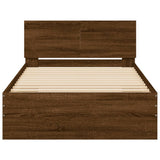 Bed Frame without Mattress with Headboard Brown Oak 100x200 cm 838623