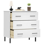 ZNTS Sideboard with 3 Drawers White 77x40x79.5 cm Solid Wood OSLO 350981