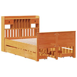 Bookcase Bed without Mattress Wax Brown 135x190 cm Double Solid Wood Pine 3308938