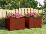 Planters with Legs 2 pcs Rusty 40x40x40 cm Corten Steel 823681