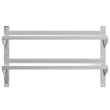 2-Tier Wall Shelf 100x30x60 cm Silver Stainless Steel 30310