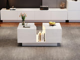 Led Coffee with 2 Drawer Storage, High Gloss Coffee for Living Room Unique Shape Centre N605P287896W