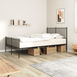 Metal Bed Frame without Mattress with Footboard Black 140x190cm 350882