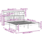 ZNTS Bookcase Bed without Mattress White 200x200 cm Solid Wood Pine 3322350