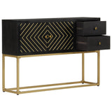 Sideboard Black and Gold 110x30x75 cm Solid Wood Mango 353912