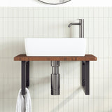 Basin Shelf Wall Mounted Steel and Solid Wood Oak 3302485