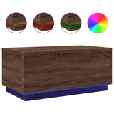 ZNTS Coffee Table with LED Lights Brown Oak 90x50x40 cm 839881