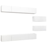 6 Piece TV Cabinet Set White Engineered Wood 3078728