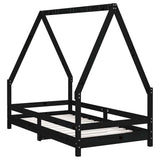 Kids Bed Frame Black 80x160 cm Solid Wood Pine 834491
