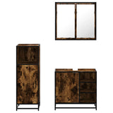 3 Piece Bathroom Furniture Set Smoked Oak Engineered Wood 3300967
