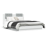 Bed Frame with LED without Mattress White 135x190 cm Double 3210045