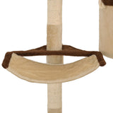 Cat Tree with Sisal Scratching Posts Wall Mounted 194 cm 170589