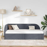 Corner Bed Frame with Headboard Dark Grey 90 cm x 190 cm Velvet 42016637