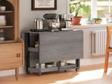 HOMCOM Four-Person Drop Leaf Table - Grey Wood-Effect T3398P549124