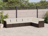 7 Piece Garden Sofa Set with Cushions Brown Poly Rattan 3217743