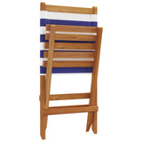 Garden Chairs 2 pcs Blue and white Solid Wood Acacia and Fabric 367695