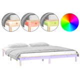 LED Bed Frame without Mattress 140x190 cm Solid Wood 820651