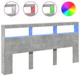 Headboard Cabinet with LED Concrete Grey 200x17x102 cm 839220