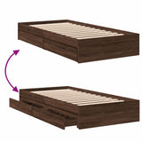 Bed Frame with Drawers without Mattress Brown Oak 90x190 cm Single 3280712