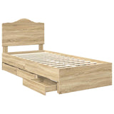 Bed Frame with Drawer Sonoma Oak 75 x 190 cm Engineer Wood 3413466
