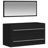 Bathroom Cabinet with Mirror Black Engineered Wood 833880