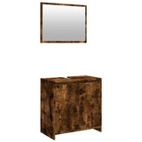 2 Piece Bathroom Furniture Set Smoked Oak Engineered Wood 835697