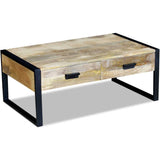 Coffee Table with 2 Drawers Solid Mango Wood 100x60x40 cm 243297