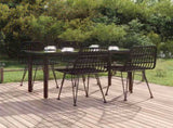 5 Piece Garden Dining Set Black Poly Rattan 3157896