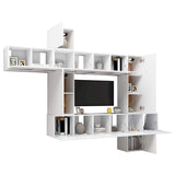 10 Piece TV Cabinet Set White Engineered Wood 3078737