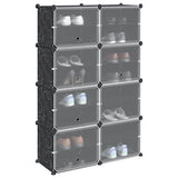 Storage Cube Organiser with 8 Cubes and Doors Black PP 4019579