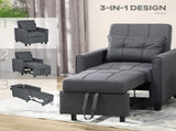 Linen-Look Single Chair Bed - Grey T3398P329985