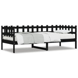 Day Bed without Mattress Black 90x190 cm Single Solid Wood Pine 840384