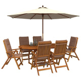 7-Piece Garden Dining Set Natural Solid Acacia Wood 3434491