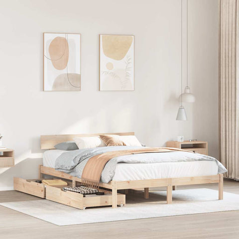 Bed Frame without Mattress 140x200 cm Solid Wood Pine 3301514