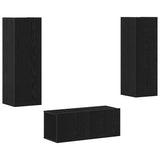 TV Cabinet Set Black Oak Engineered wood 3393226