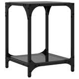 Coffee Tables with Black Glass Top 2 pcs 30x30x40 cm Steel 845957