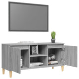 TV Cabinet with Solid Wood Legs Grey Sonoma 103.5x35x50 cm 813159