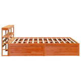 ZNTS Bed Frame with Headboard Wax Brown 160x200 cm Solid Wood Pine 3306338