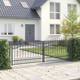 Fence Gate with Spear Top with Lock Grey 305 x 100 cm Steel 42009043
