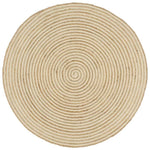 ZNTS Handmade Rug Jute with Spiral Design White 150 cm 133718