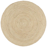 ZNTS Handmade Rug Jute with Spiral Design White 150 cm 133718