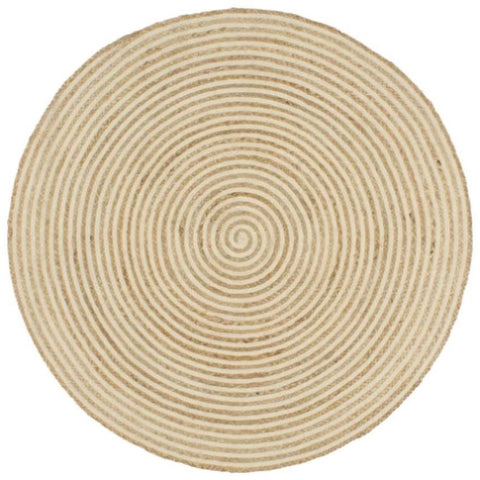 Handmade Rug Jute with Spiral Design White 120 cm 133717