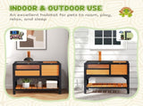 Wooden Tortoise House, with Shelter, Run, Shelf, Lamp Holder, Tray, Yellow T3398P350002