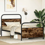 Bed Frame Without Mattress 107x203 cm Smoked Oak Engineered Wood 4100223
