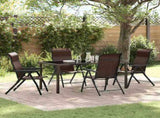 Garden Dining Set 5 pcs Brown Powder-Coated Steel 3379264