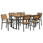 Garden Dining Set 7 pcs Black and brown 140 x 80 x 75 cm 3284384